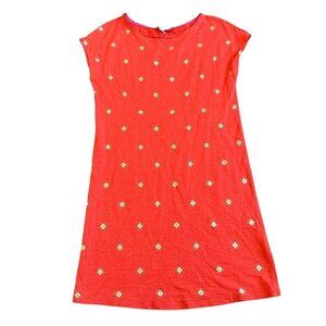 Boden Paulina Jersey Dress Short Sleeve Orange Gold Print Stretch Size 2 Women's